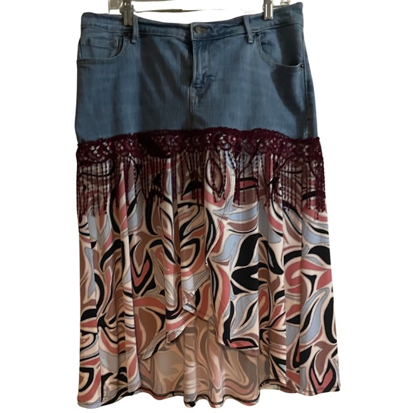 Dresses & Skirts - Reimagined denim skirt made from jeans.
